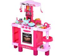 HOMCOM Cocina de Juguete con Luz Sonido para Niños +3 78x29x87 cm Rosa