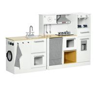 HOMCOM Cocina de Juguete de Madera con Luz y Sonidos 78,5x29x81 cm Blanco