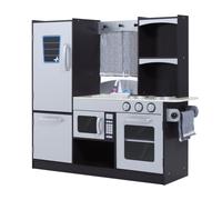 HOMCOM Cocina de Juguete de Madera Grande para Niños +3 Años con Accesorios Cocinita Infantil Juego 105x31,5x95 cm Plata y Marrón Aosom España