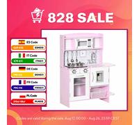 HOMCOM Cocina de Juguete Madera para Niños +3 Años con Luz Sonidos 70x29x90 cm Pink