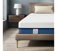 HOMCOM - Colchón de 140 x 190 cm, 2 personas, espuma viscoelástica de té verde con gel refrescante, 20 cm de grosor, funda extraíble lavable, certificado Oeko-Tex, Firmeza media, blanco azul-verde