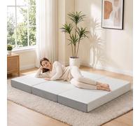 HOMCOM Colchón Plegable 3 Partes, Gel Viscoelástico, 140x190x15cm, Blanco