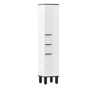 HOMCOM Columna de Baño Armario Alto de Baño con Cajón 2 Puertas y Estantes Ajustable Mueble Auxiliar de Baño Moderno Anti-vuelco 34x32x170 cm Blanco