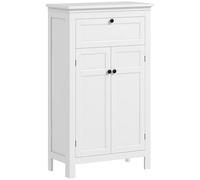HOMCOM Columna de Baño con Cajón 2 Puertas y Estantes Ajustables Armario de Baño Moderno 60x30x102,5 cm Blanco