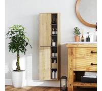 HOMCOM Columna de Baño de Pared Armario de Baño con Compartimentos Abiertos y Mueble de Baño Moderno 40x24x141, 5 cm Natural