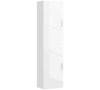 HOMCOM Columna de Baño de Pared Armario de Baño Estrecho con Estantes Ajustables y 2 Puertas Mueble de Baño Moderno para Espacio Pequeño 40x30x160 cm Blanco Brillo