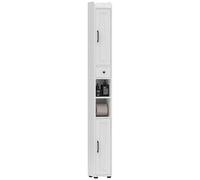 HOMCOM Columna de Baño Estrecha 2 Puertas 20x20x185 cm Blanco