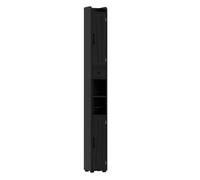 HOMCOM Columna de Baño Estrecha con 2 Puertas Armario Alto de Baño Rústico con Cajón Compartimento Abierto Estantes Ajustables y Portarrollos 20x20x185 cm Negro