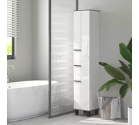 Homcom Columna De Baño Moderna Con Cajón, 2 Armarios, Mueble De Baño Alto Ahorra Espacio Con 2 Puertas Y Estantes Ajustables BLANCO