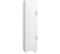 HOMCOM Columna de baño Moderna para Ahorrar Espacio con Dos armarios, Armario de baño Alto de pie con estantes Ajustables en Madera MDF, 40x30x167,5 cm, Blanco Brillante