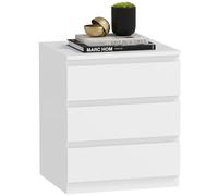 HOMCOM Cómoda 3 Cajones con Cierre Suave, Cómoda Dormitorio, Cajonera para Salón, Oficina, Estilo Moderno, 45x40x52,8 cm, Blanco