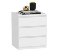 HOMCOM Cómoda 3 Cajones con Cierre Suave, Cómoda Dormitorio, Cajonera para Salón, Oficina, Estilo Moderno, 45x40x52,8 cm, Blanco