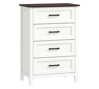 HOMCOM Cómoda 4 Cajones, Cómoda Dormitorio Estrecho y Alto con Encimera Efecto Madera, Cajonera para Espacios Pequeños, Salón, Oficina, 60x35x87 cm, Blanco