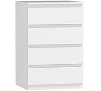 HOMCOM Cómoda 4 Cajones con Cierre Suave Cajonera para Salón Oficina Estilo Moderno 45x40x68 cm Blanco