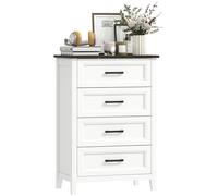 HOMCOM Cómoda 4 Cajones Dormitorio Estrecho y Alto 60x35x87 cm Blanco