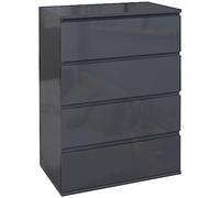 HOMCOM Cómoda 4 Cajones Dormitorio/Salón Brillante Gris | Armario de Almacenamiento, Armario Torre