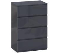 HOMCOM Cómoda 4 cajones, mueble de almacenaje de alto brillo, cierre suave y silencioso, 55 x 34 x 80 cm, gris Aosom España