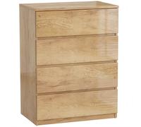 HOMCOM Cómoda 4 Cajones para Dormitorio Moderna Diseño sin Tiradores para Comedor Entrada 60x40x80 cm Madera Natural
