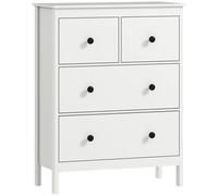 HOMCOM Cómoda 4 Cajones para Habitación y Vestíbulo Multiuso en Madera, 74x35x97 cm, Blanco