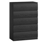HOMCOM Cómoda 5 Cajones, Cómoda Dormitorio, Cajonera para Salón, Oficina, Estilo Moderno, 77x40x111,5 cm, Negro Veteado