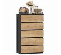 HOMCOM Cómoda 5 cajones Dormitorio 60x39x100cm Roble Negro