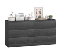 HOMCOM Cómoda 6 Cajones, Cómoda Dormitorio, Cajonera para Salón, Oficina, Estilo Moderno, 140x40x71 cm, Negro Veteado