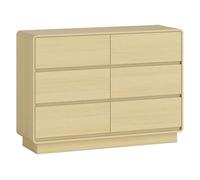 Homcom cómoda 6 cajones, cómoda dormitorio con bordes redondeados, cajonera para salón, oficina, estilo moderno, natural, 120x38x86 cm 1.2e+006 cm