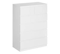 HOMCOM Cajonera de Madera Cómoda con 6 Cajones de Estilo Moderno para Dormitorio Entrada Salón 80x39x115 cm Blanco Aosom España