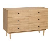 HOMCOM Cómoda 6 cajones Mueble de Almacenamiento patas de madera maciza 120x40x80 cm color madera Aosom España