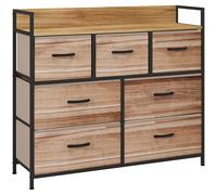 HOMCOM Cómoda 7 cajones Mueble de Almacenamiento cajón de tela plegable - estructura de acero Negro - 98x29x85 cm Aosom España