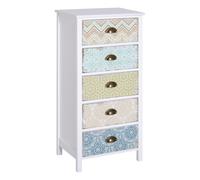 HOMCOM Cómoda Alta Estreacha 5 Cajones 46x34x97,5 cm Sifonier con Frontales Estampados y Tiradores Vintage Mueble Cajonera para Salón Aosom España