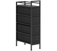 HOMCOM Cómoda armario con 4 cajones de tela no tejida, mueble de almacenamiento con marco de acero, 20cm x 43cm x 81,5cm, Negro Aosom España