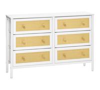 HOMCOM Cómoda cajonera Estilo Cannage con 6 Cajones de Tela Plegables y Extraíbles para Dormitorio Salón 120x30x83 cm Blanco Aosom España