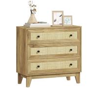 HOMCOM Cómoda con 3 Cajones Cómoda Dormitorio Estrecha 80x35x76 cm Natural