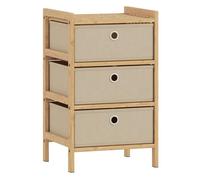 HOMCOM Cómoda con 3 Cajones de Tela, Cómoda para Dormitorio de Bambú, Cajonera para Espacios Pequeños, Salón, Oficina, Vestidor, Crema y Natural