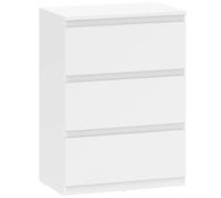HOMCOM Cómoda con 3 cajones, Mueble moderno de almacenamiento para dormitorio, Blanco