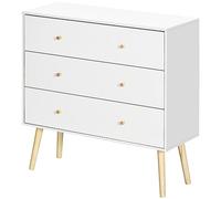 HOMCOM Cómoda con 3 Cajones Sinfonier para Dormitorio 80x30x80 cm Blanco