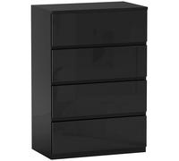 HOMCOM Cómoda con 4 Cajones Cajonera de Estilo Moderno para Dormitorio Entrada Salón 55x34x80 cm Negro