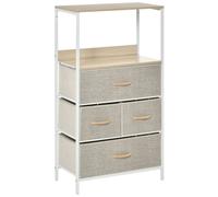 HOMCOM Cómoda con 4 Cajones Cajonera de Tela con Compartimento Abierto y Estructura Metálico Cómoda para Dormitorio Pasillo