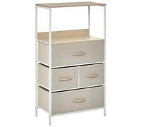 HOMCOM Cómoda con 4 Cajones Cajonera de Tela con Compartimento Abierto y Estructura Metálico Cómoda para Dormitorio Pasillo Gris