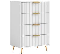 HOMCOM Cómoda con 4 Cajones Cómoda de Dormitorio Moderno con con Diseño Ondulado Anti-vuelco Cajonera para Salón Pasillo 60x40x90 cm