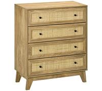 HOMCOM Cómoda con 4 Cajones Cómoda Dormitorio Estrecha 80x35x95 cm Natural