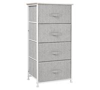 HOMCOM Cómoda con 4 Cajones de Tela Cajonera Armario de Almacenaje Multifuncional para Dormitorio Salón Pasillo 45x30x92 cm Gris