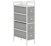 HOMCOM Cómoda con 4 Cajones de Tela Marco de Acero Cómoda para Dormitorio para Espacios Pequeños Salón Vestidor Gris Claro