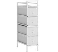 HOMCOM Cómoda con 4 Cajones de Tela Marco de Acero Cómoda para Dormitorio para Espacios Pequeños Salón Vestidor Blanco