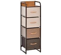 HOMCOM Cómoda con 4 Cajones de Tela Plegables, Cómoda para Dormitorio Estrecha con Marco Metálico, Cajonera para Espacios Pequeños, Sala de Estar, Vestidor, Baño, Multicolor