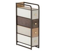 HOMCOM Cómoda con 4 Cajones de Tela Plegables, Cómoda para Dormitorio Estrecha con Marco Metálico, Cajonera para Espacios Pequeños, Sala de Estar, Vestidor, Baño, Multicolor