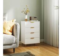 HOMCOM Cómoda con 4 Cajones Frentes con Diseño Ondulado 60x40x90 cm Blanco White