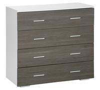 HOMCOM Cómoda con 4 Cajones Moderna Cajonera para Salón para Dormitorio Pasillo 76x35x72 cm Gris y Blanco