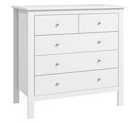 HOMCOM Cómoda con 5 Cajones, Cómoda Dormitorio con Patas Elevadas, Cajonera para Salón, Oficina, Estilo Moderno, 79x39,5x80,5 cm, Blanco